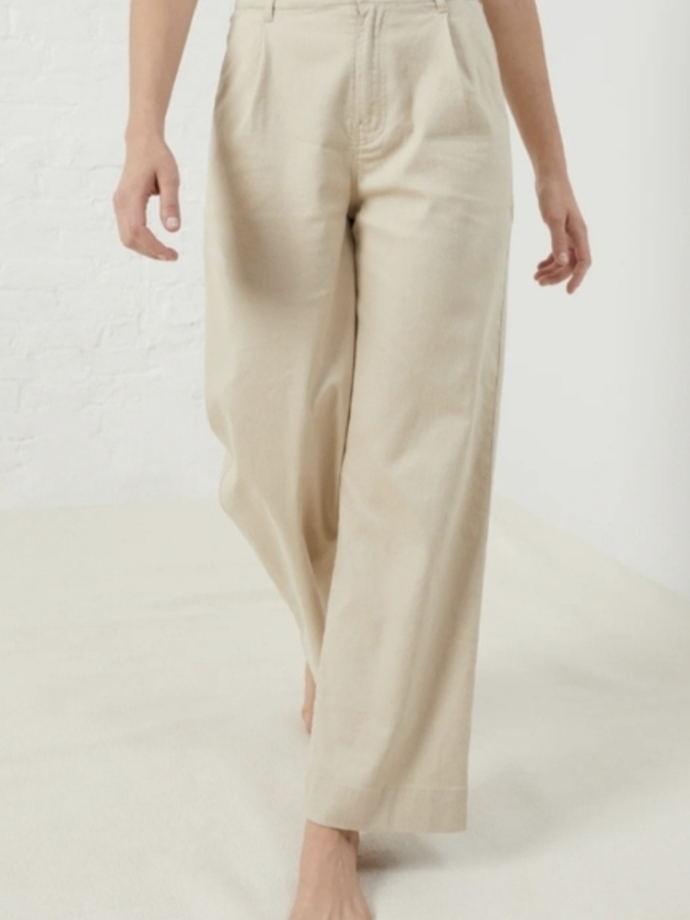 UpWest Beige Wide-Leg Pants with Elastic Waist